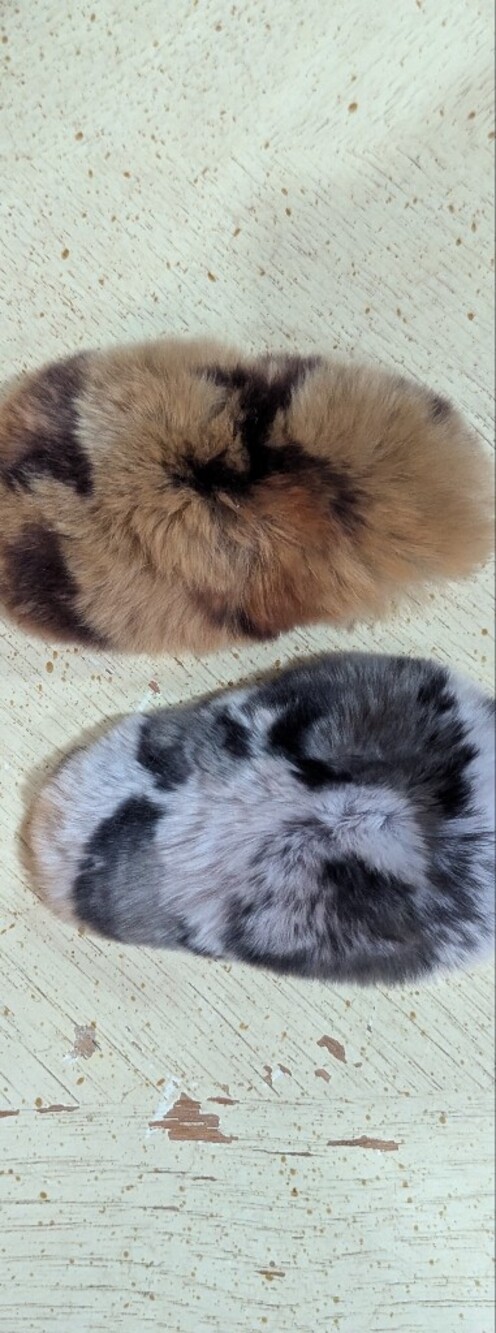Fur Luxurious Hair Clips Grey & Brown